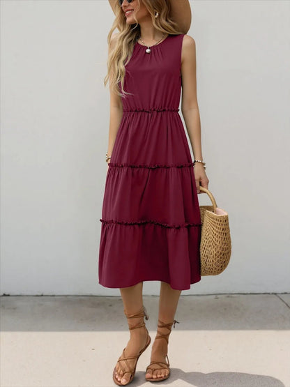 Frill Tiered Midi Dress - adritiX