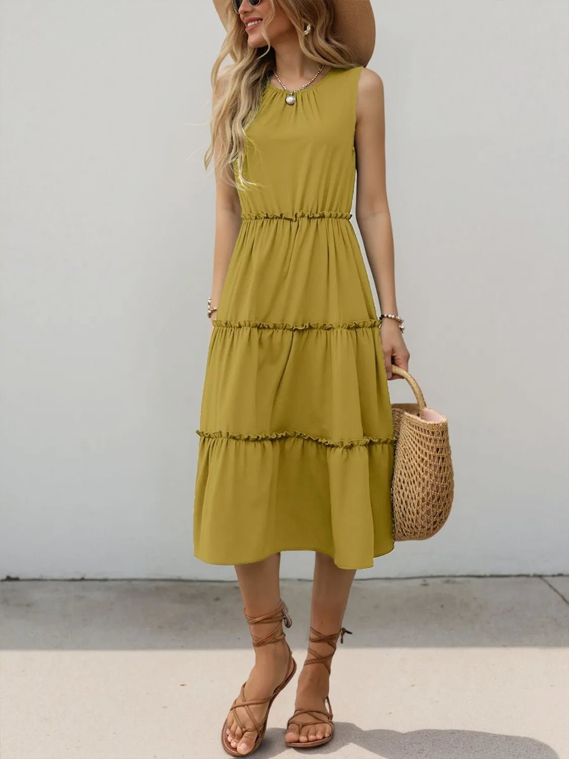 Frill Tiered Midi Dress - adritiX