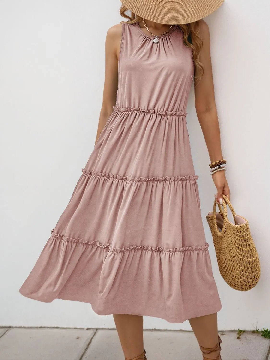 Frill Tiered Midi Dress - adritiX