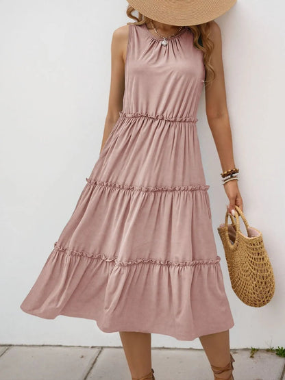 Frill Tiered Midi Dress - adritiX