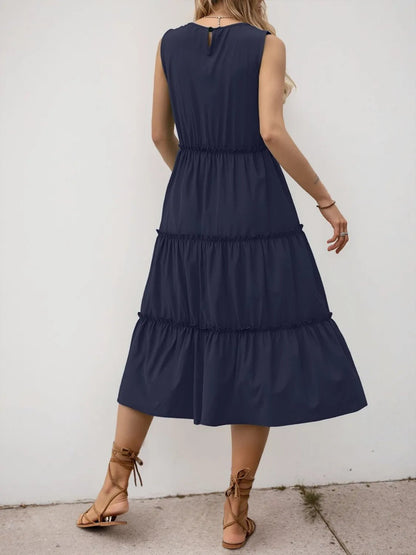 Frill Tiered Midi Dress - adritiX