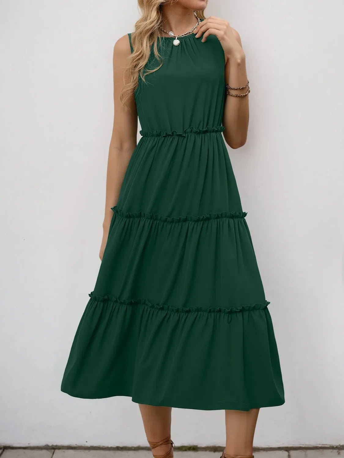 Frill Tiered Midi Dress - adritiX