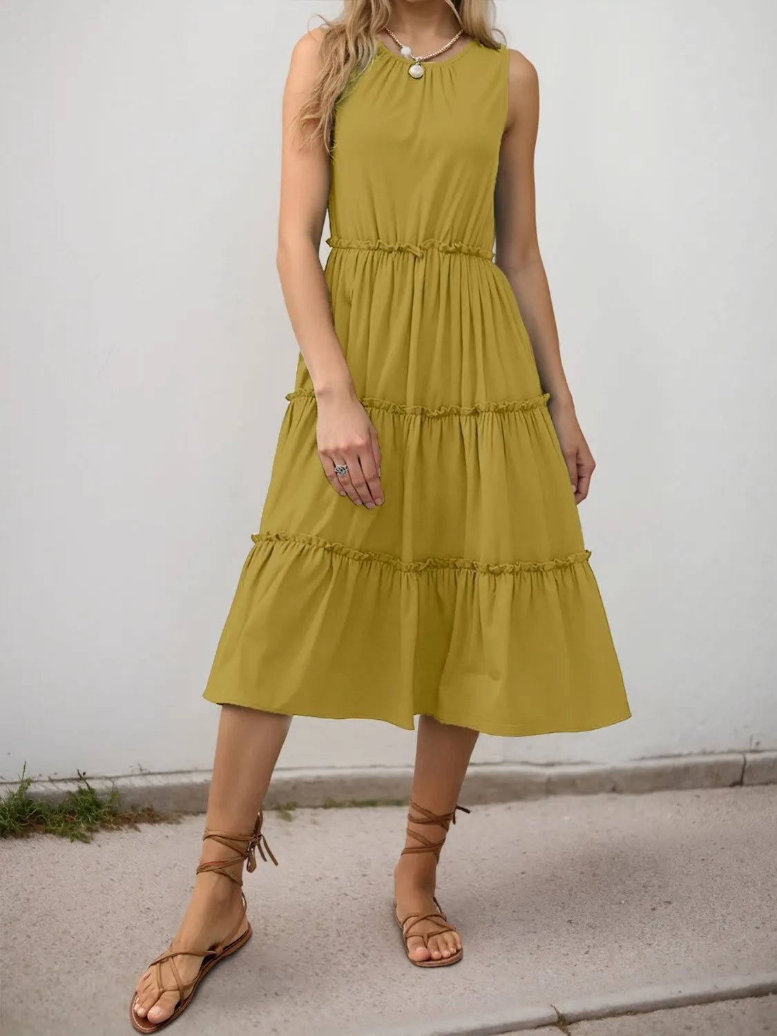 Frill Tiered Midi Dress - adritiX