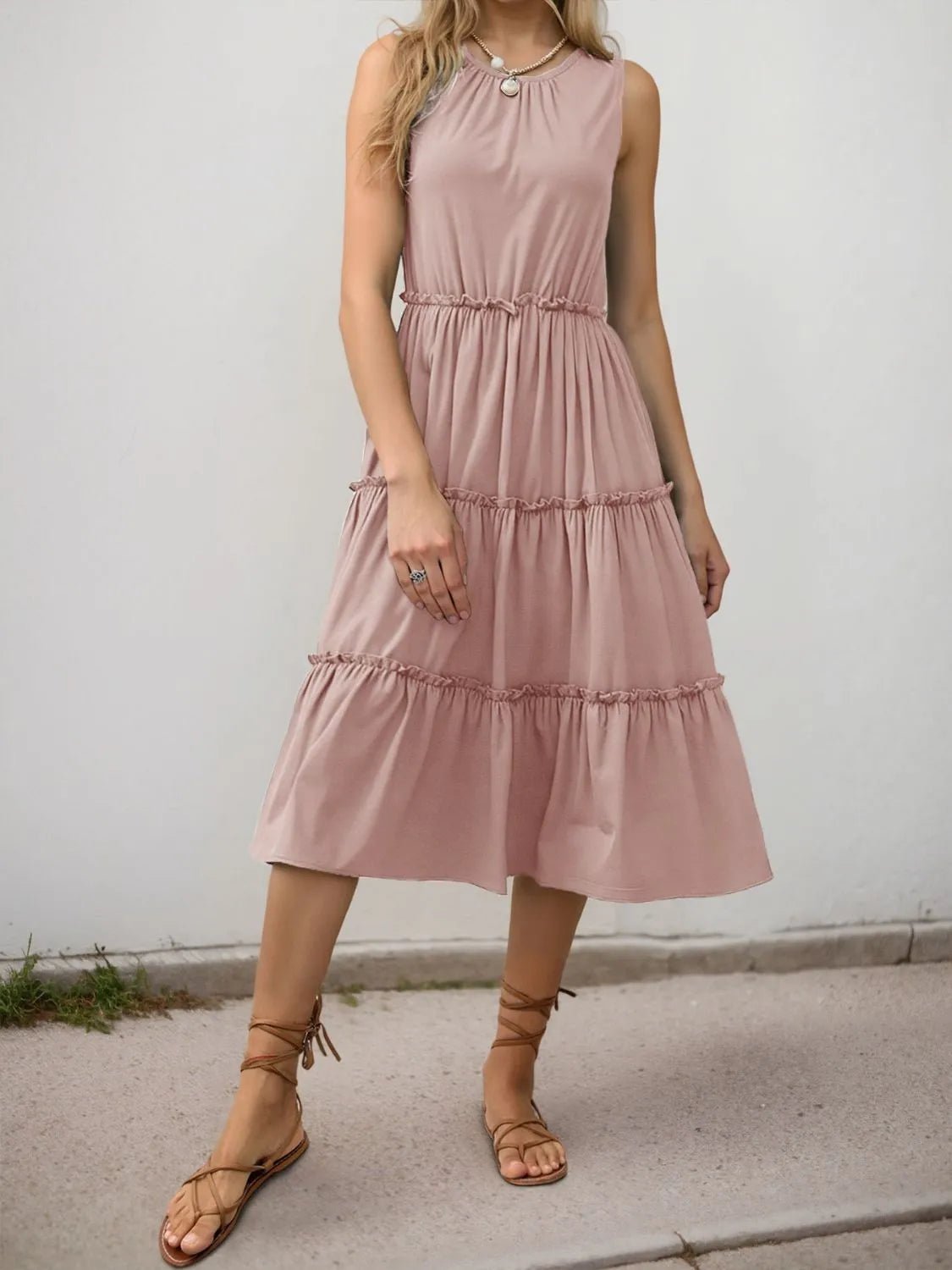 Frill Tiered Midi Dress - adritiX