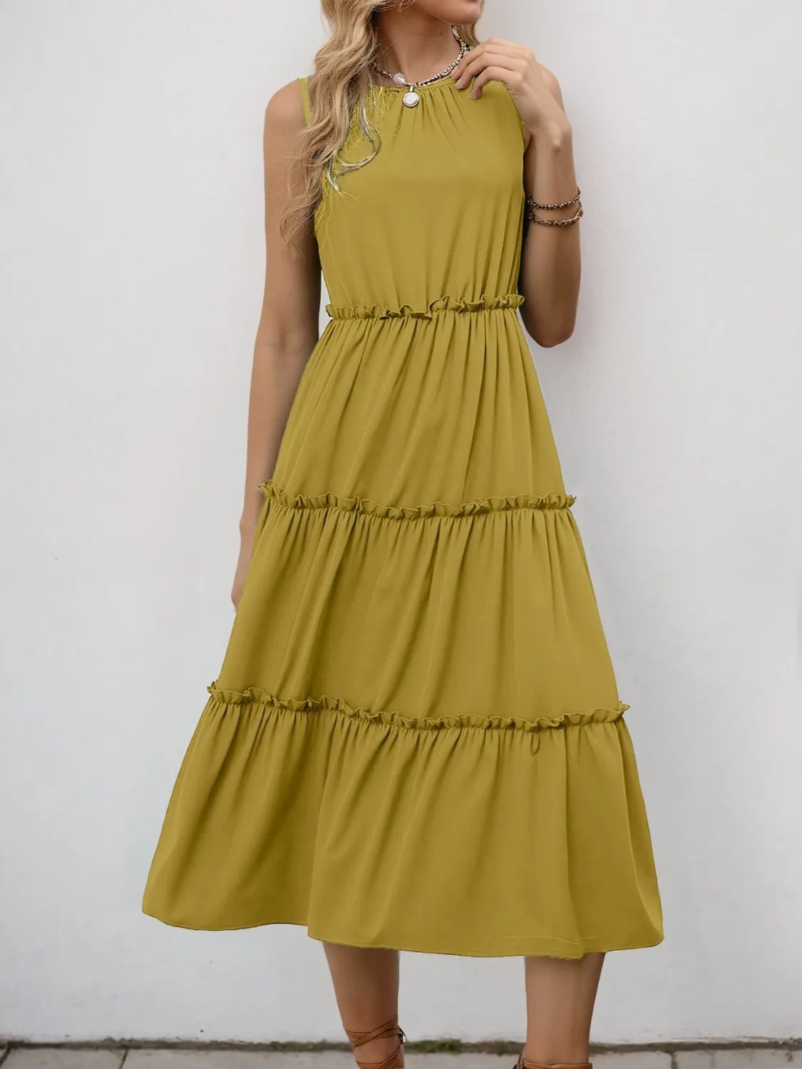 Frill Tiered Midi Dress - adritiX