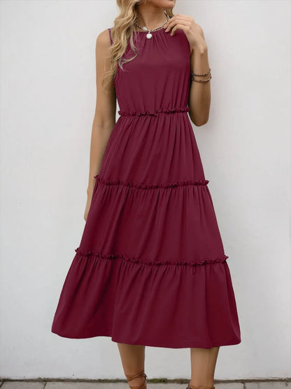 Frill Tiered Midi Dress - adritiX