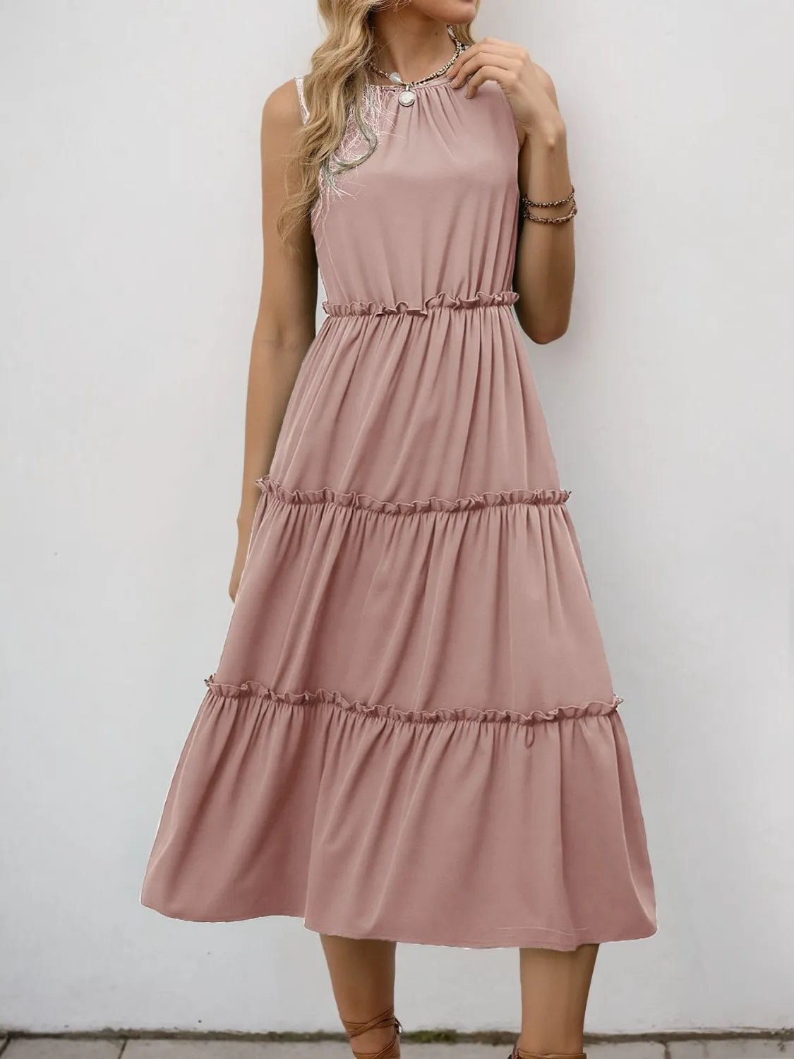 Frill Tiered Midi Dress - adritiX