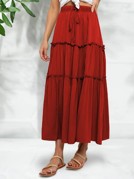 Frill Tiered Midi Skirt - adritiX