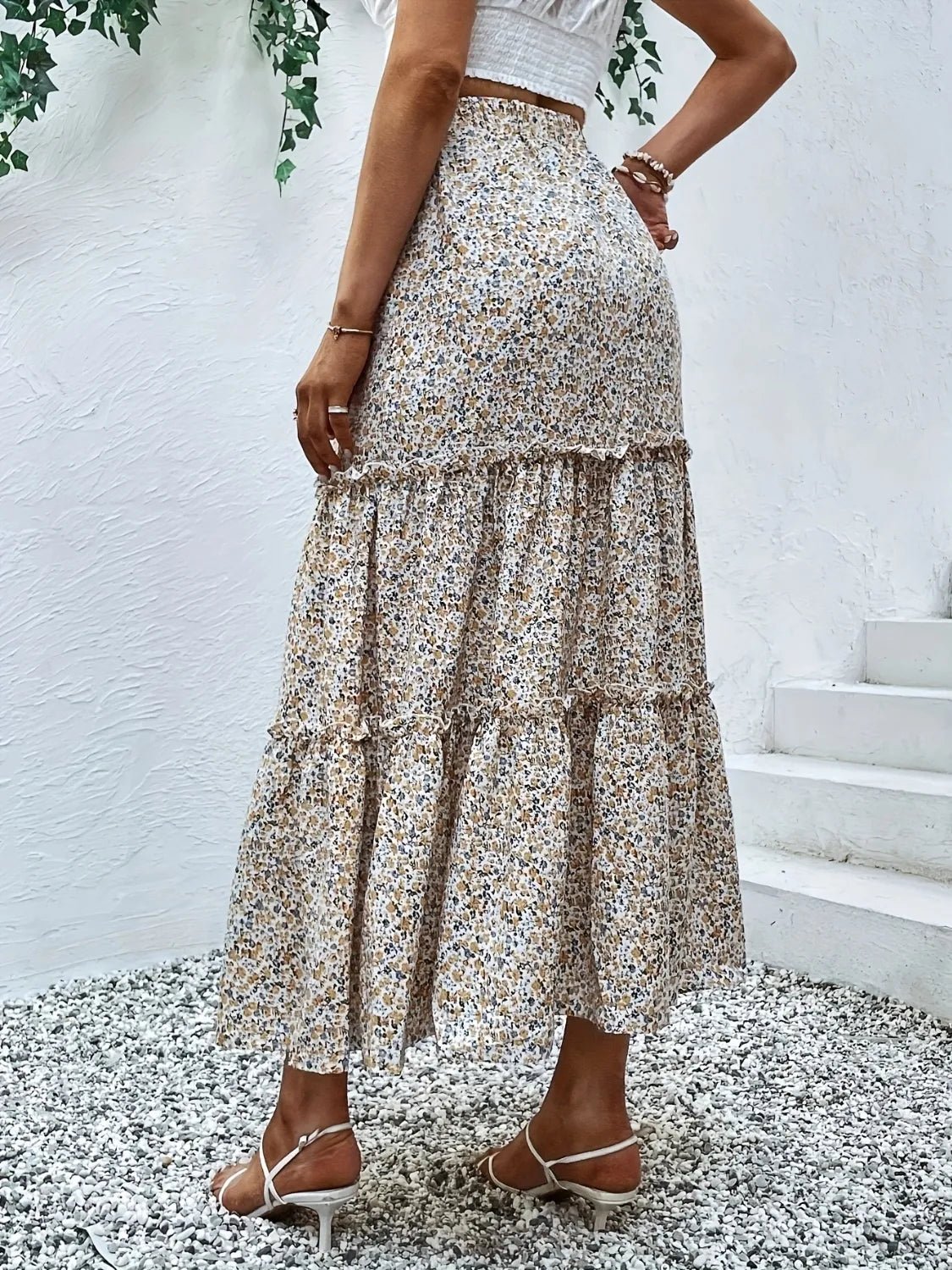 Frill Tiered Printed Skirt - adritiX