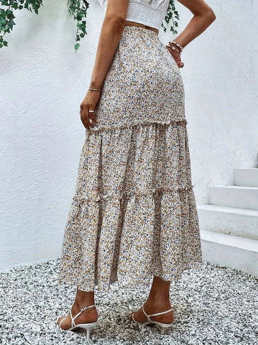 Frill Tiered Printed Skirt - adritiX