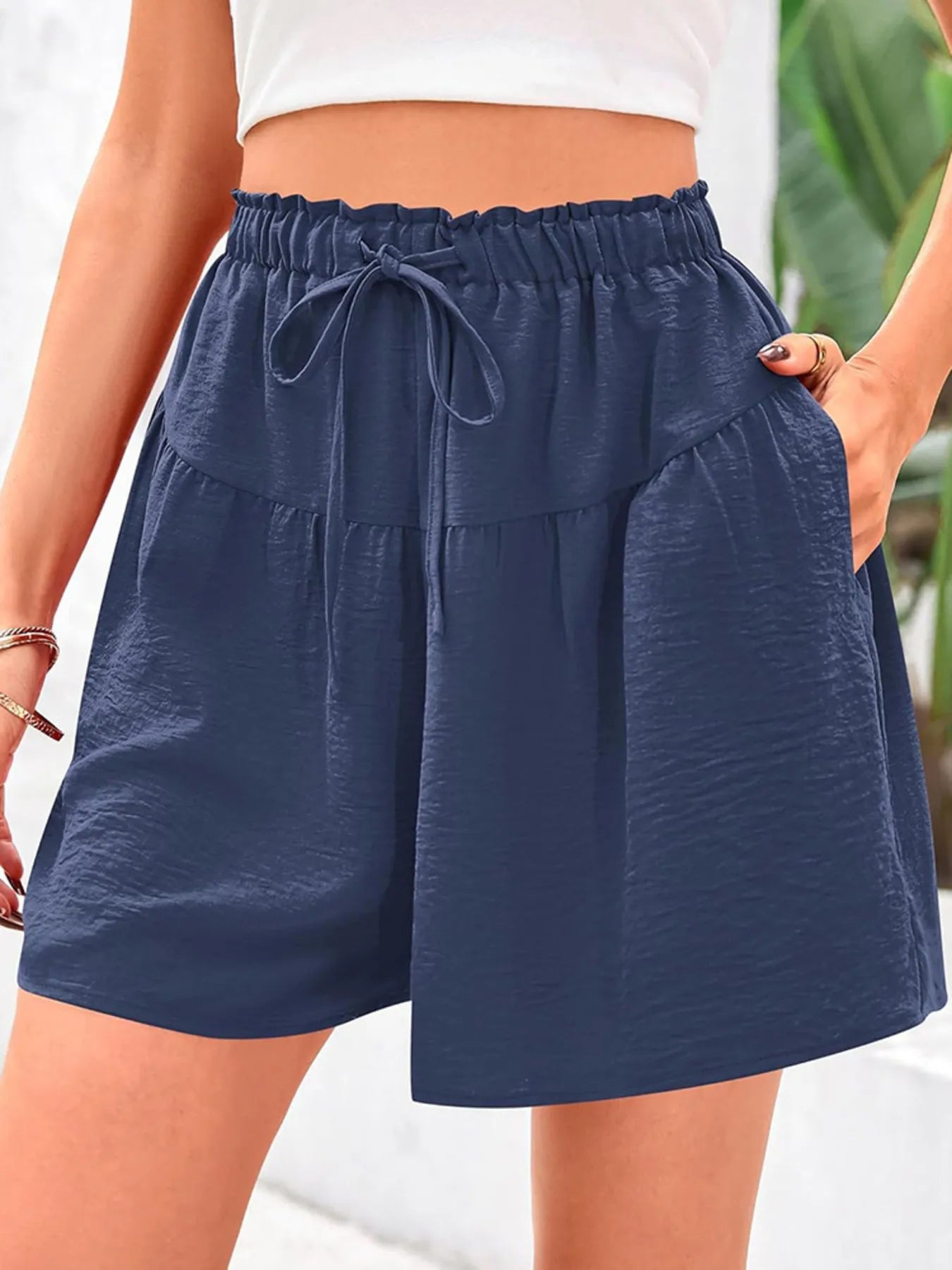 Full Size Casual Drawstring High Waist Relaxed Shorts Plus Size - adritiX