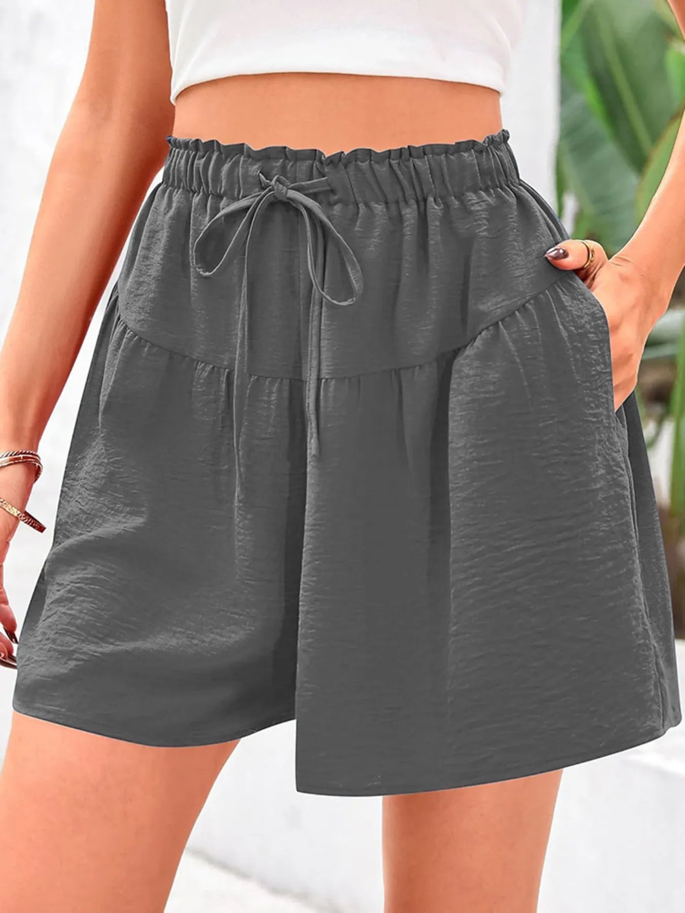 Full Size Casual Drawstring High Waist Relaxed Shorts Plus Size - adritiX