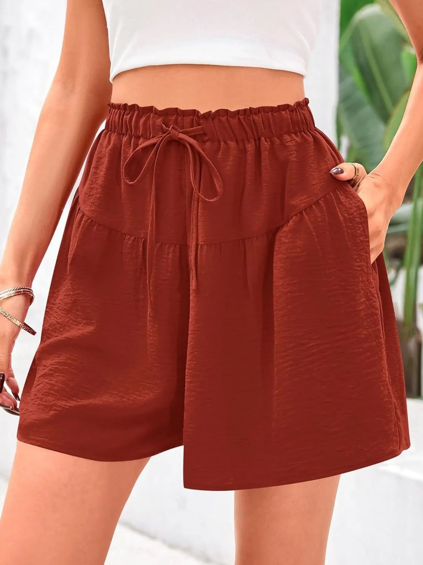 Full Size Casual Drawstring High Waist Relaxed Shorts Plus Size - adritiX