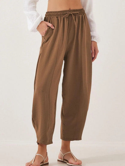 Full Size Drawstring Cropped Jogger Pants Plus Size - adritiX