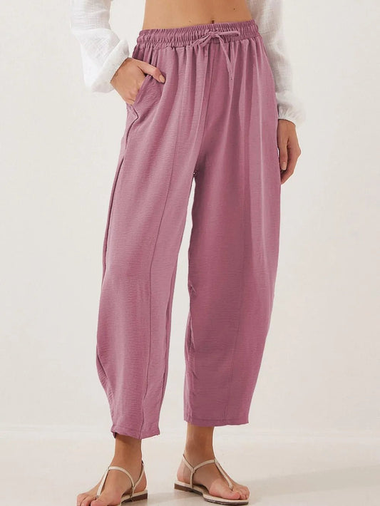 Full Size Drawstring Cropped Jogger Pants Plus Size - adritiX