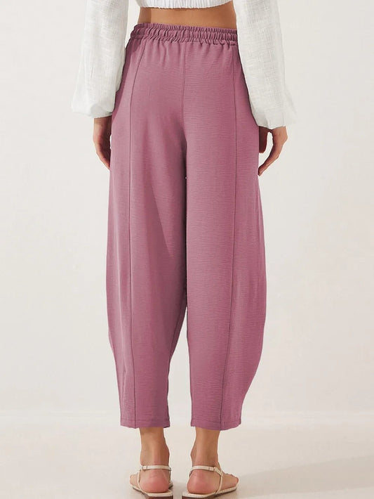 Full Size Drawstring Cropped Jogger Pants Plus Size - adritiX