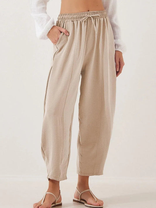 Full Size Drawstring Cropped Jogger Pants Plus Size - adritiX