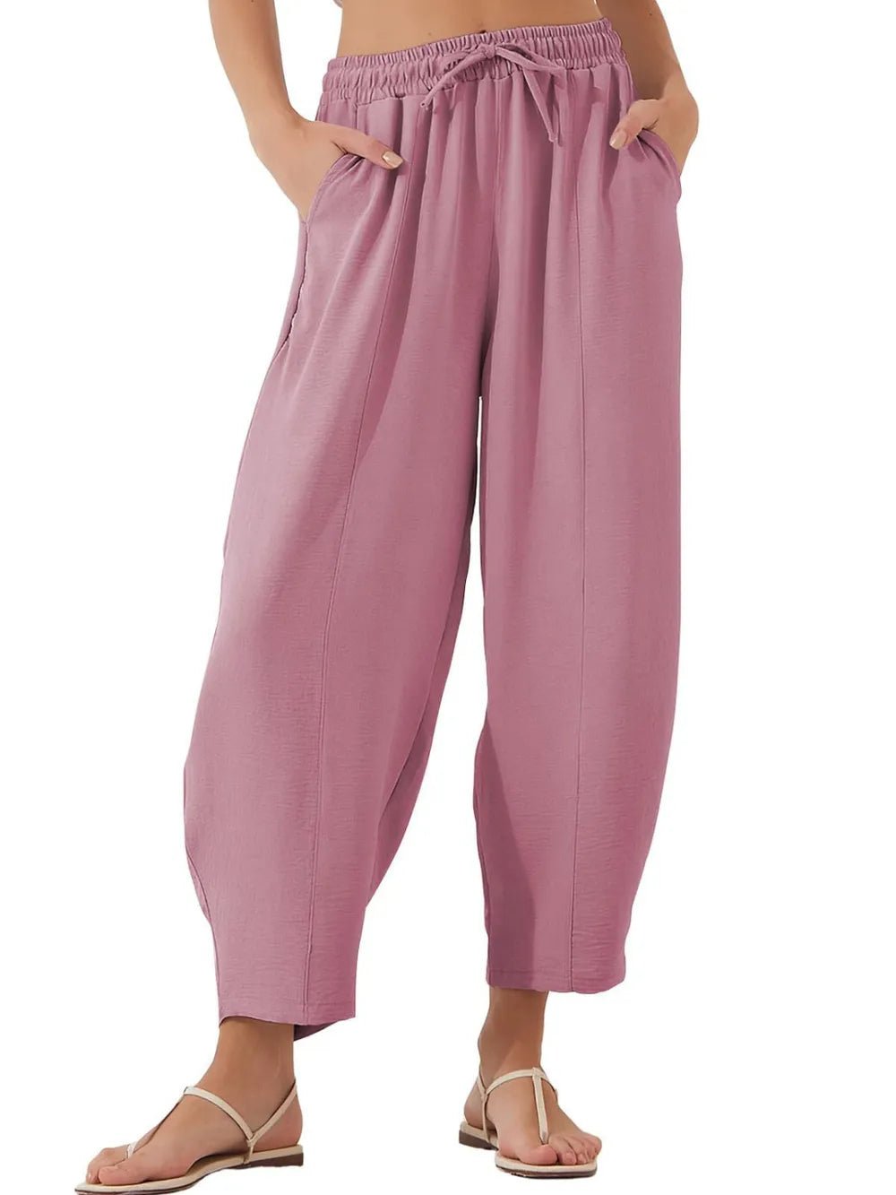 Full Size Drawstring Cropped Jogger Pants Plus Size - adritiX
