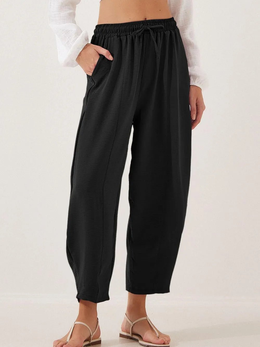 Full Size Drawstring Cropped Jogger Pants Plus Size - adritiX