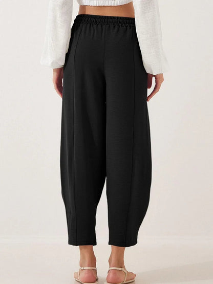 Full Size Drawstring Cropped Jogger Pants Plus Size - adritiX