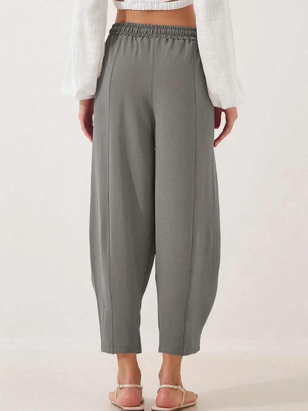 Full Size Drawstring Cropped Jogger Pants Plus Size - adritiX