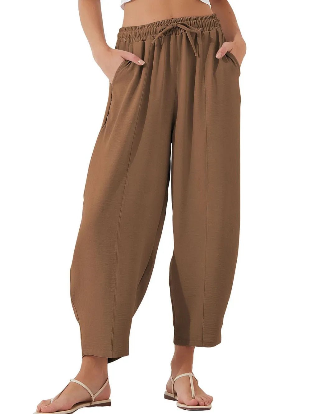 Full Size Drawstring Cropped Jogger Pants Plus Size - adritiX