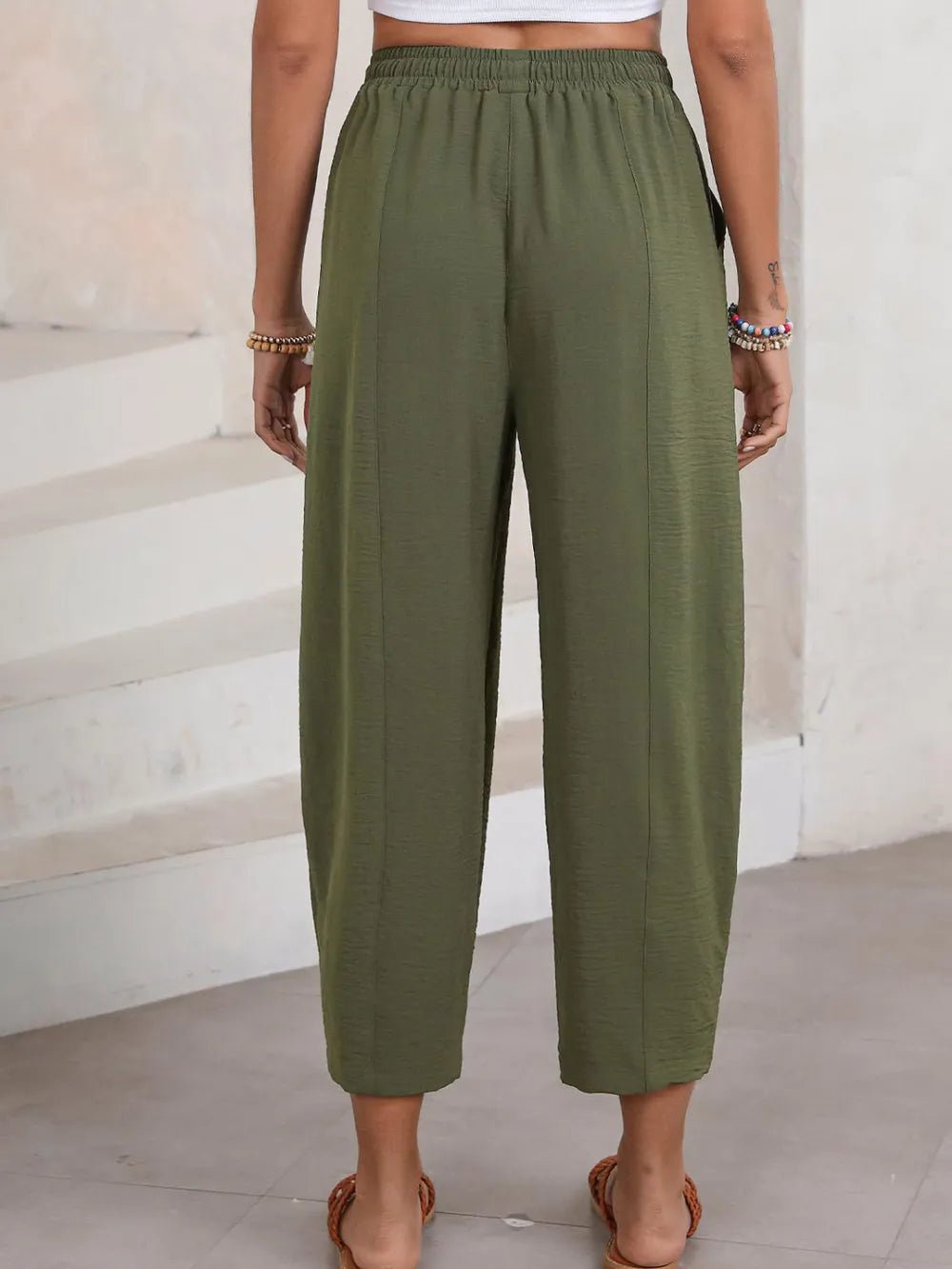 Full Size Drawstring Cropped Jogger Pants Plus Size - adritiX