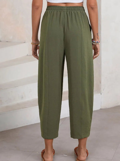 Full Size Drawstring Cropped Jogger Pants Plus Size - adritiX