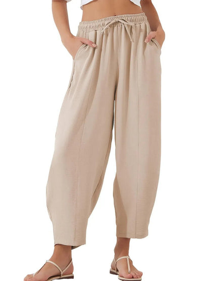 Full Size Drawstring Cropped Jogger Pants Plus Size - adritiX