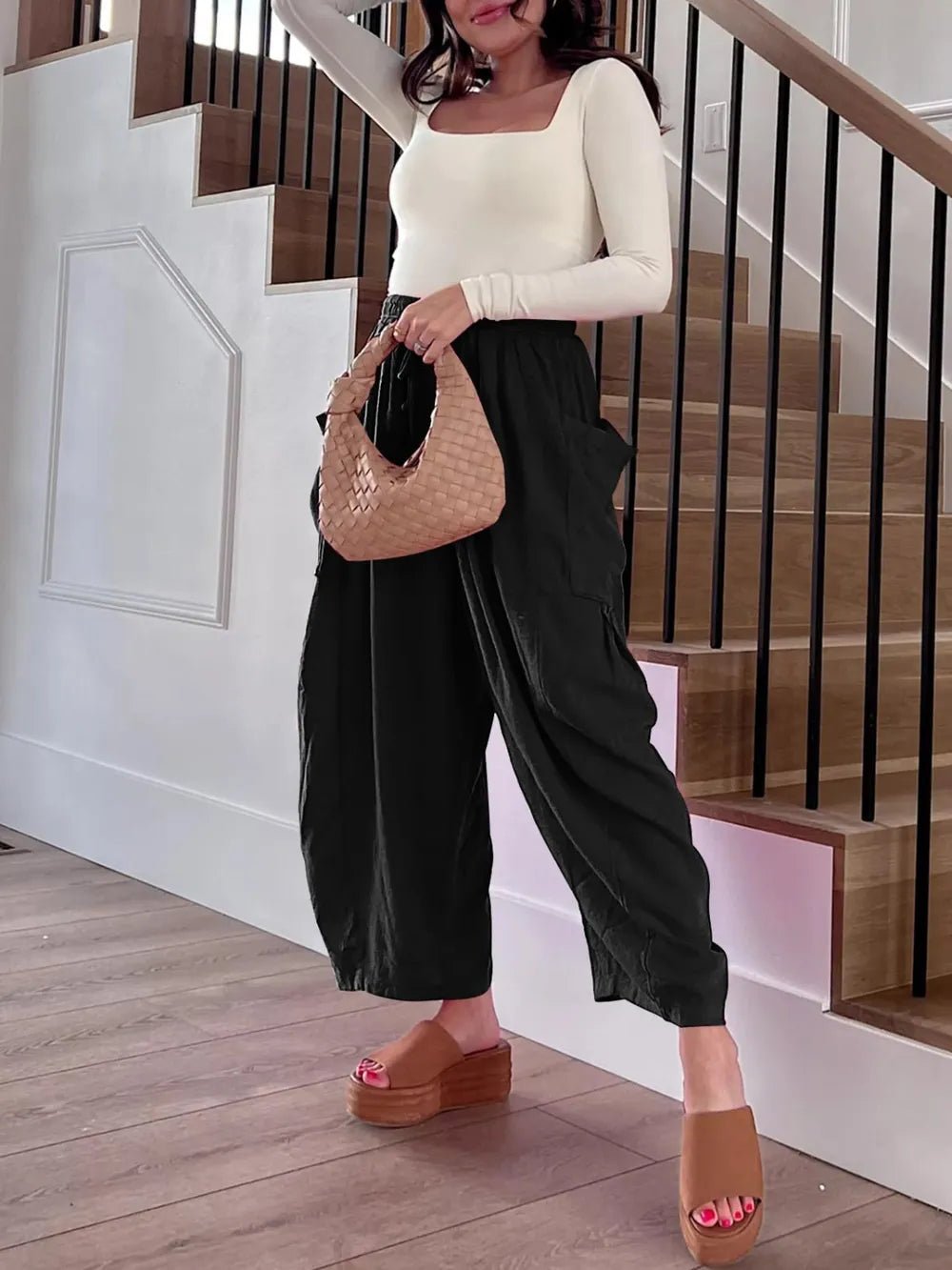 Full Size Drawstring Pants with Pockets Plus Size - adritiX