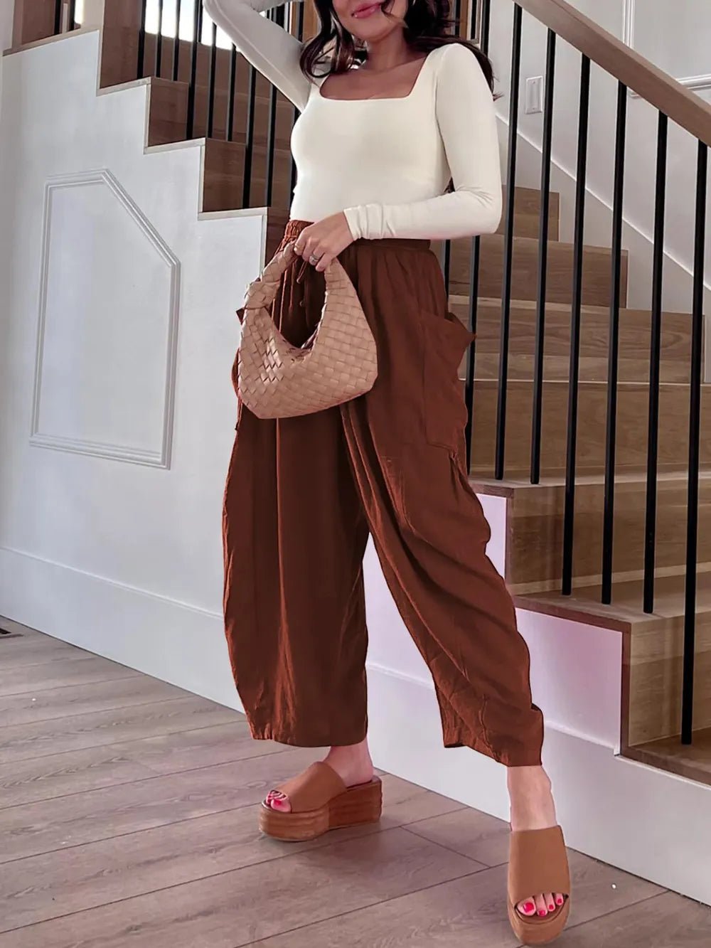 Full Size Drawstring Pants with Pockets Plus Size - adritiX