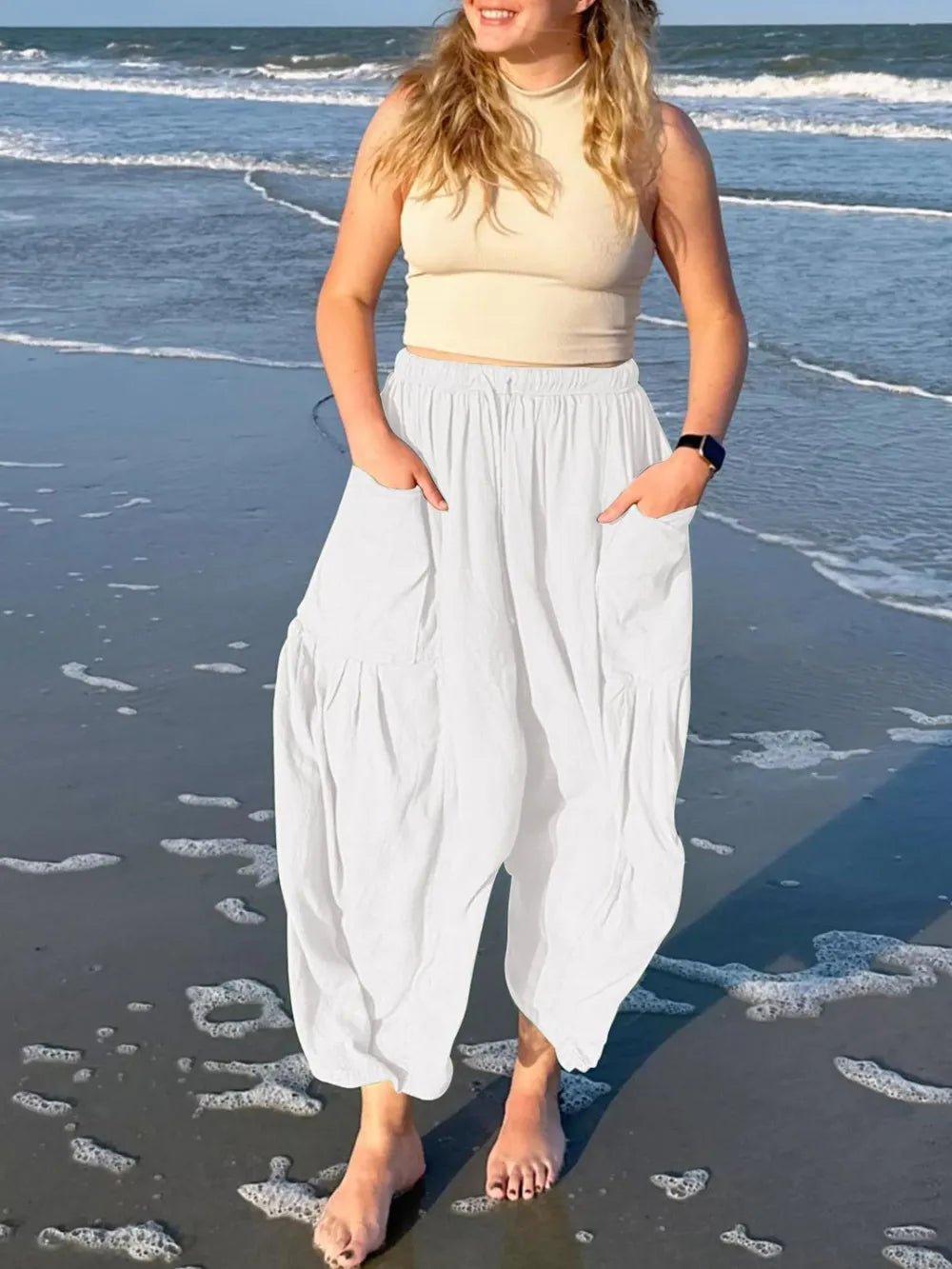 Full Size Drawstring Pants with Pockets Plus Size - adritiX