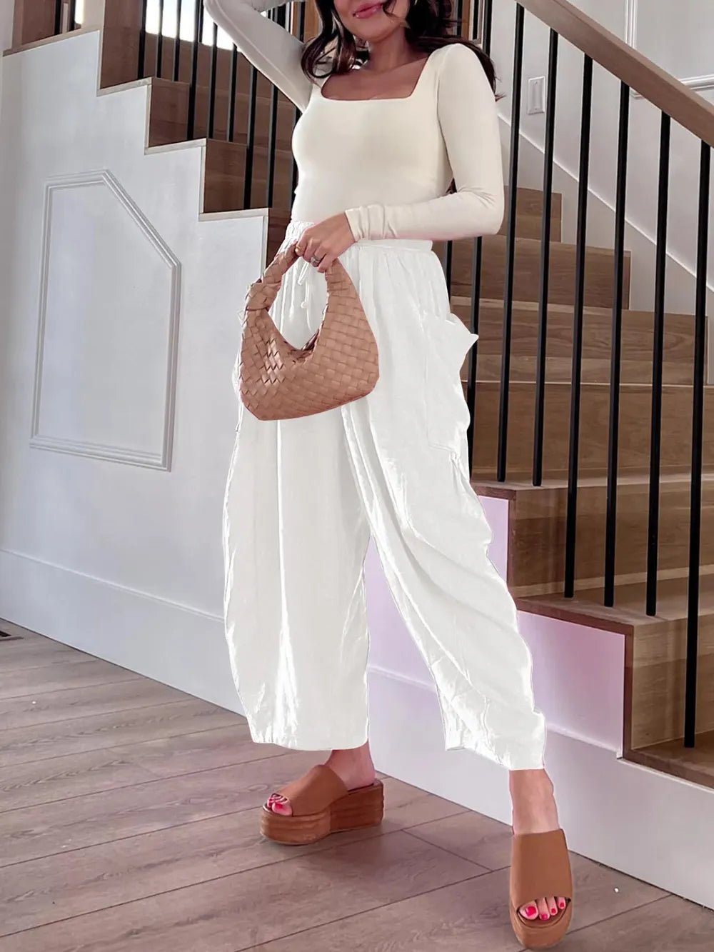 Full Size Drawstring Pants with Pockets Plus Size - adritiX