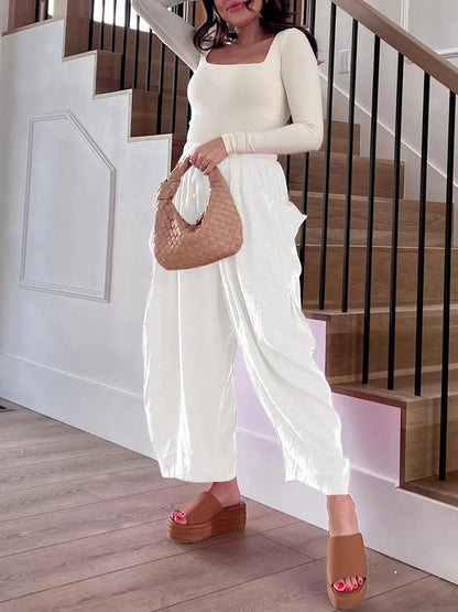 Full Size Drawstring Pants with Pockets Plus Size - adritiX