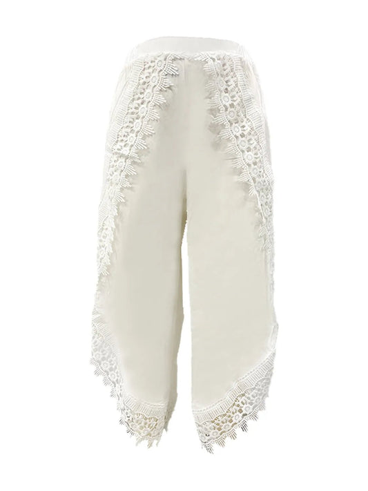 Full Size Lace Detail Wide Leg Pants Plus Size - adritiX