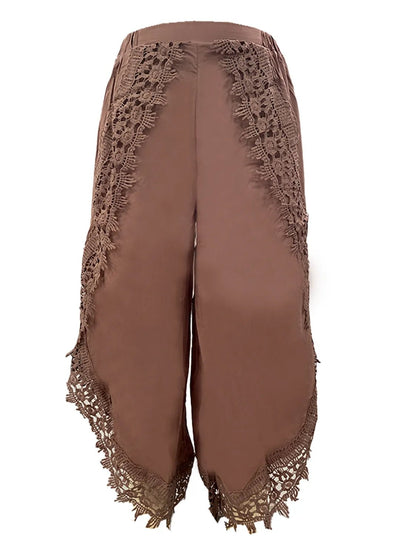Full Size Lace Detail Wide Leg Pants Plus Size - adritiX