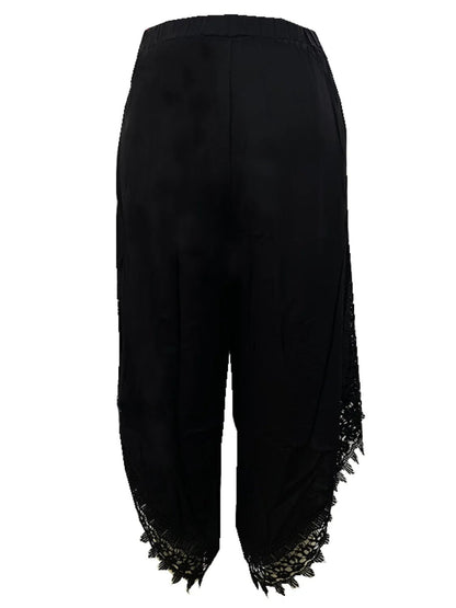 Full Size Lace Detail Wide Leg Pants Plus Size - adritiX