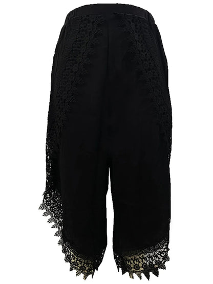 Full Size Lace Detail Wide Leg Pants Plus Size - adritiX