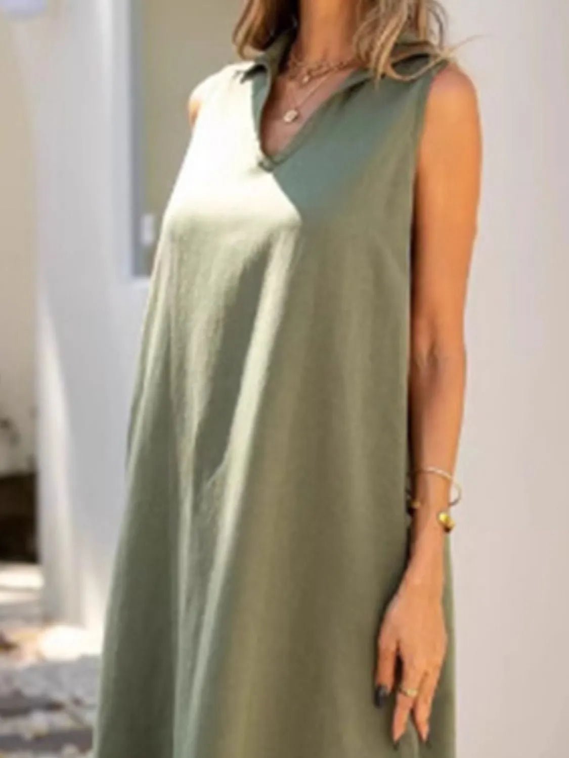 Full Size Side Slit Sleeveless Midi Dress Plus Size - adritiX