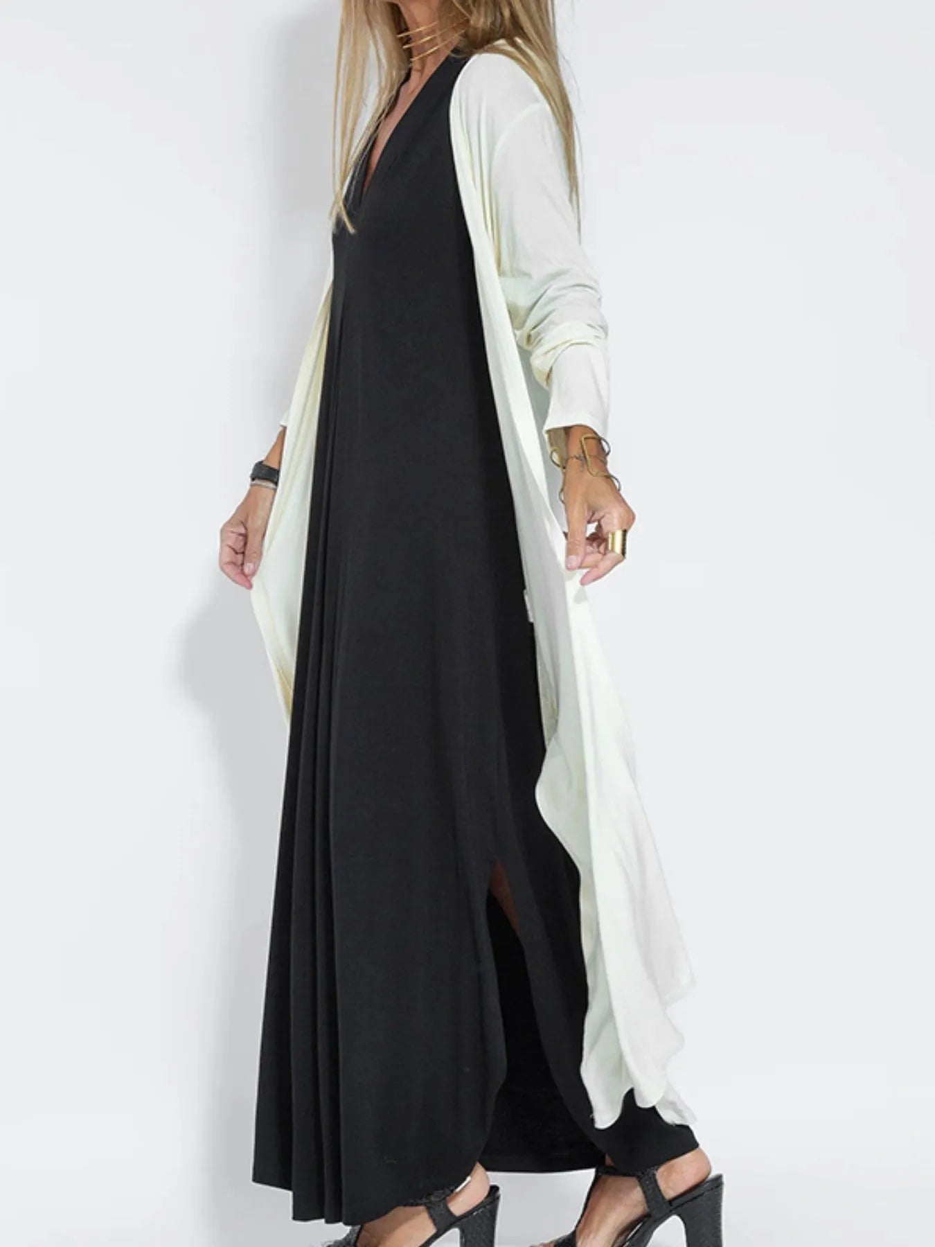 Full Size V - Neck Sleeveless Maxi Dress with Slit Plus Size - adritiX