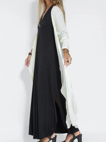Full Size V - Neck Sleeveless Maxi Dress with Slit Plus Size - adritiX