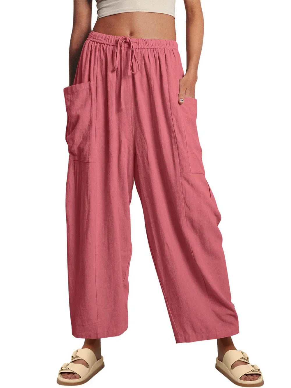 Full Size Wide Leg Pants with Pockets Plus Size - adritiX