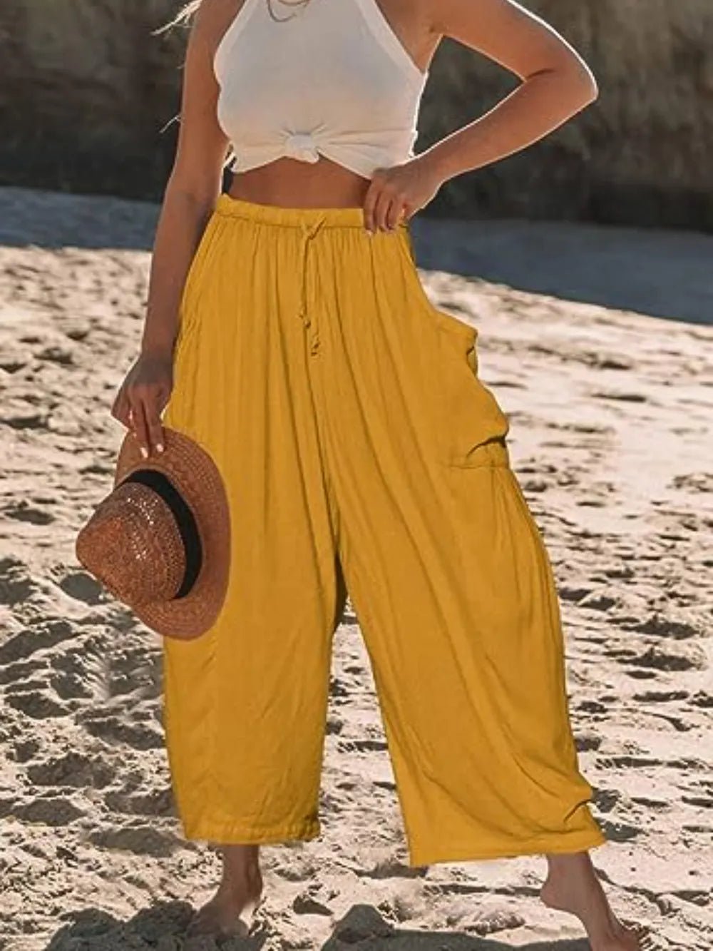 Full Size Wide Leg Pants with Pockets Plus Size - adritiX