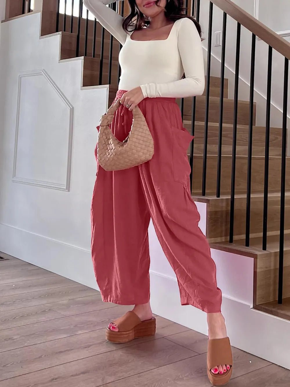 Full Size Wide Leg Pants with Pockets Plus Size - adritiX