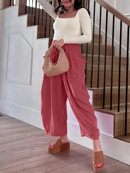 Full Size Wide Leg Pants with Pockets Plus Size - adritiX
