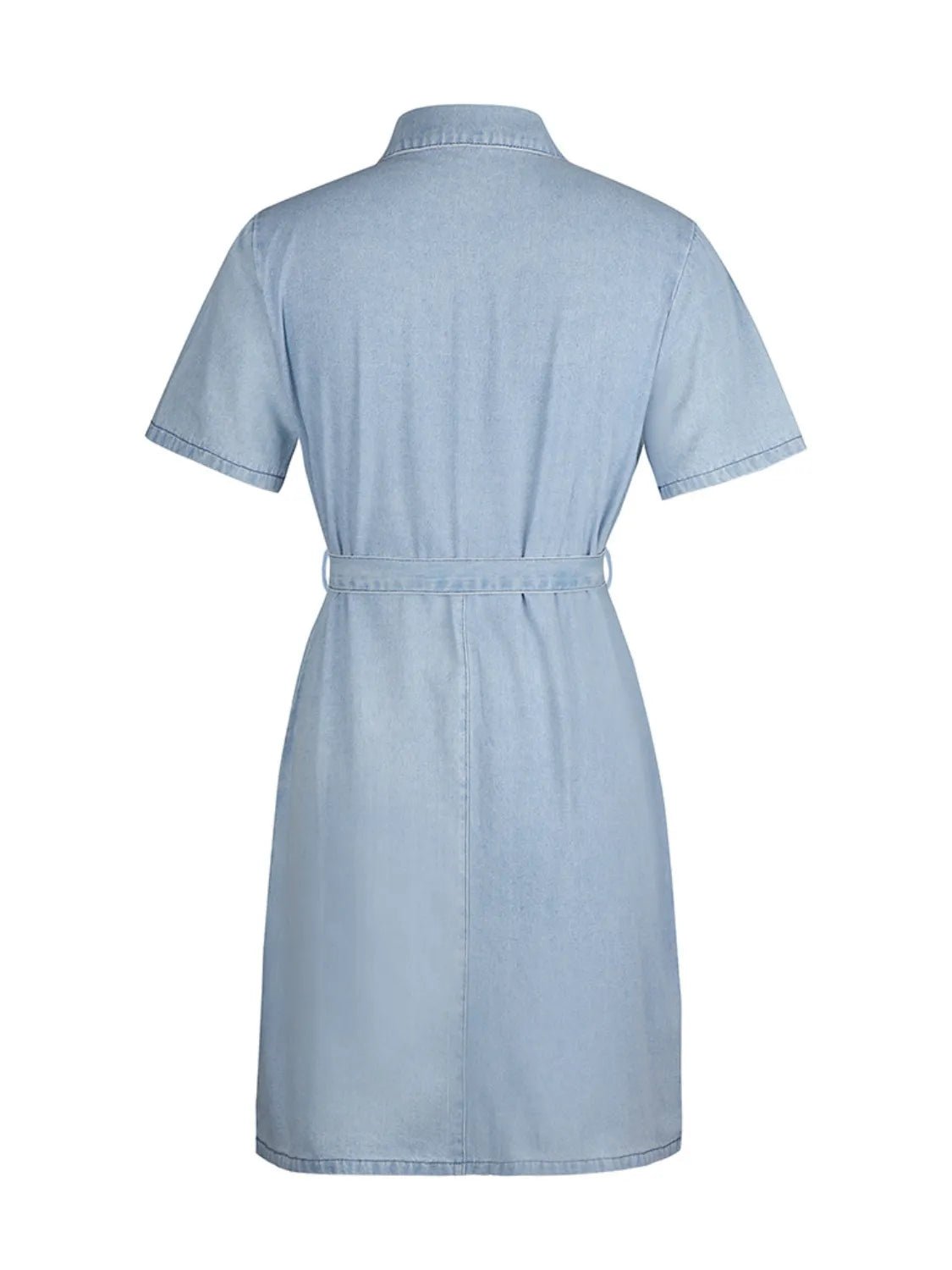 Full Size Zip Front Short Sleeve Denim Dress Plus Size - adritiX