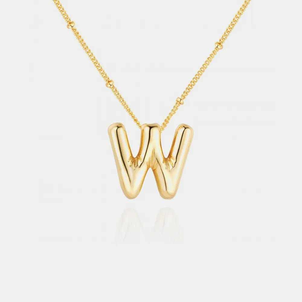 Gold - Plated Bubble Initial Necklace - adritiX