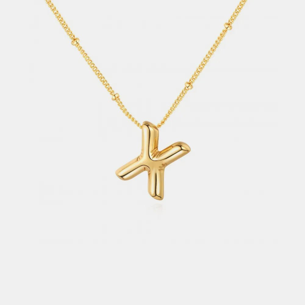 Gold - Plated Bubble Initial Necklace - adritiX