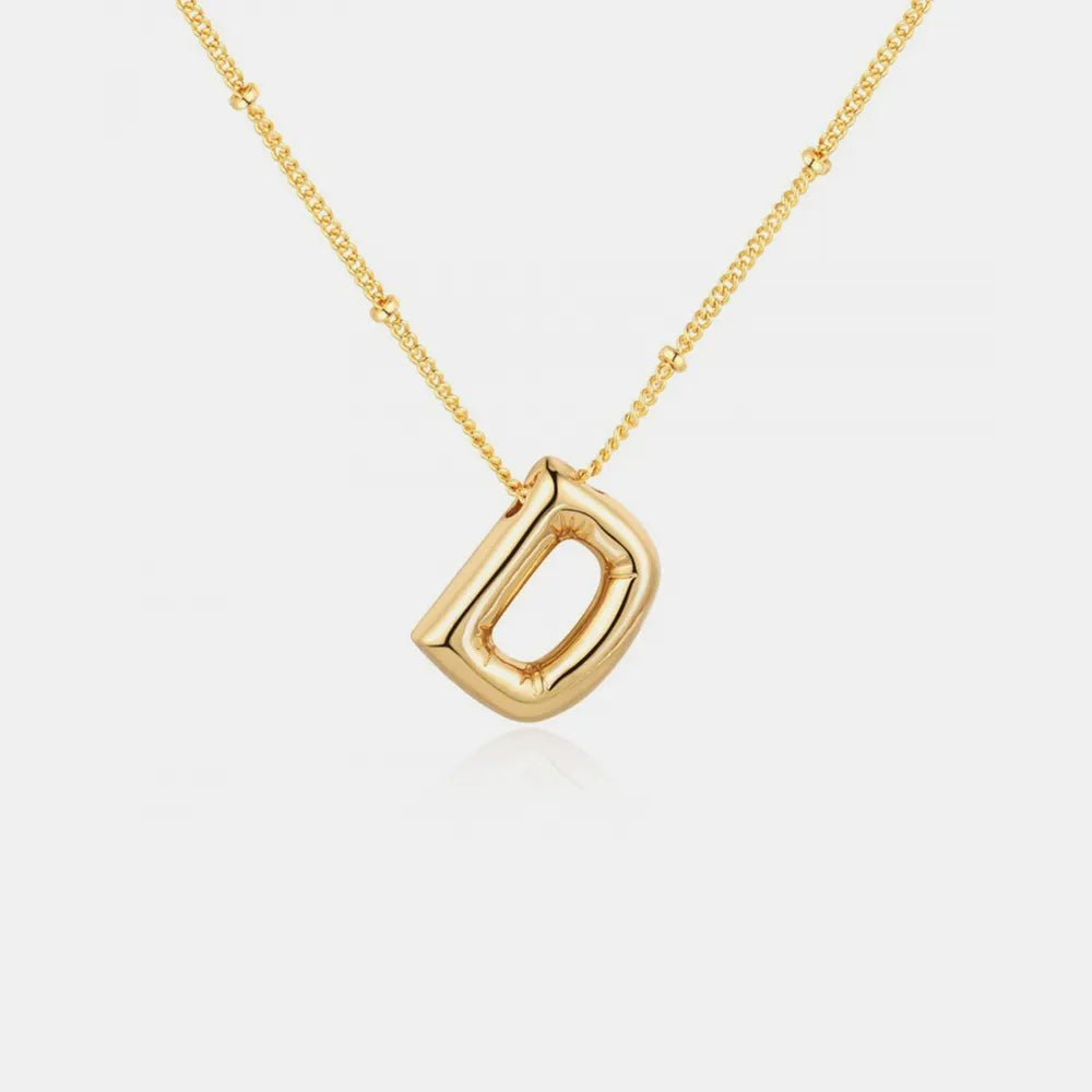 Gold - Plated Bubble Initial Necklace - adritiX