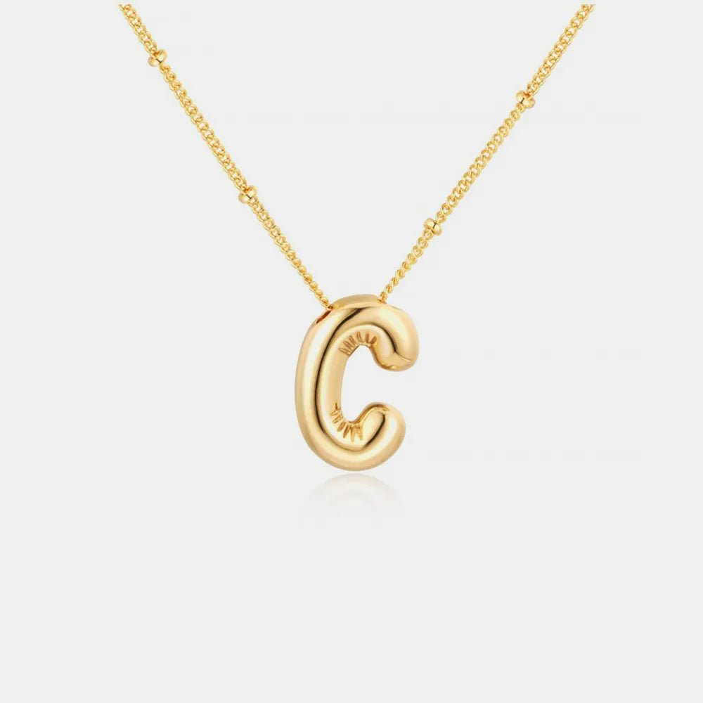Gold - Plated Bubble Initial Necklace - adritiX